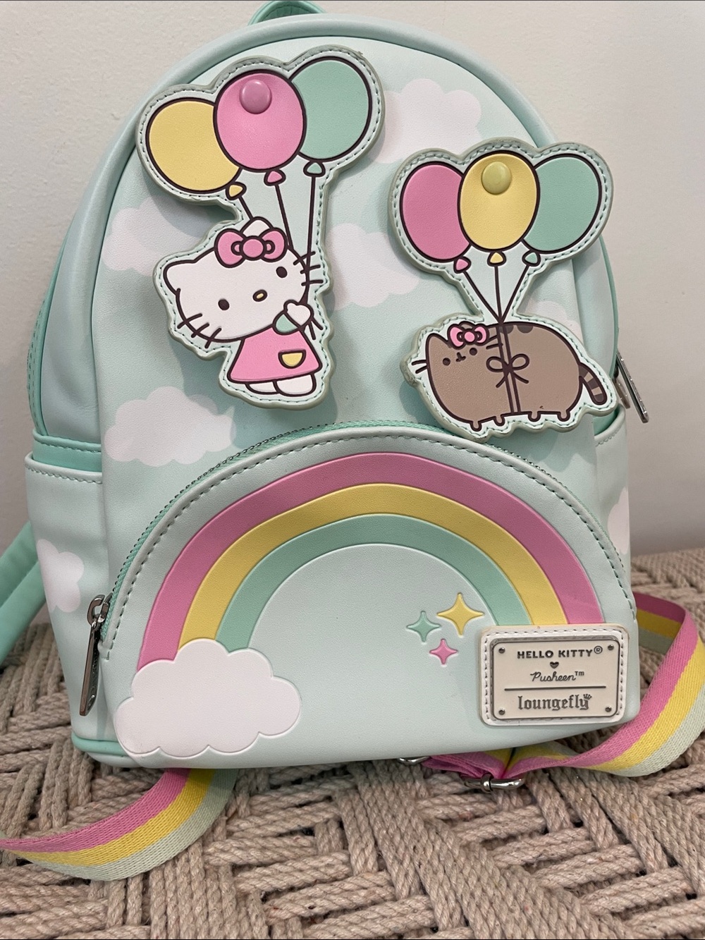 Loungefly Mint Hello Kitty & Pusheen Rainbow Mini Backpack